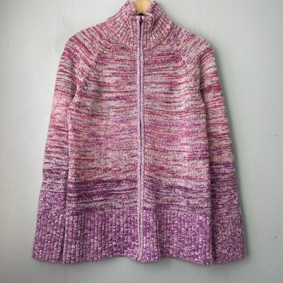 Eddie Bauer Womens Size Medium Space Dye Zip Sweater Cardigan Retro Coatigan - Picture 1 of 11